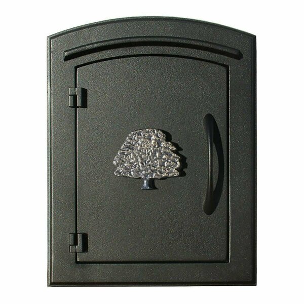 Book Publishing Co 14 in. Manchester Non-Locking Column Mount Mailbox with Decorative Oak Tree Logo in Black GR2642786